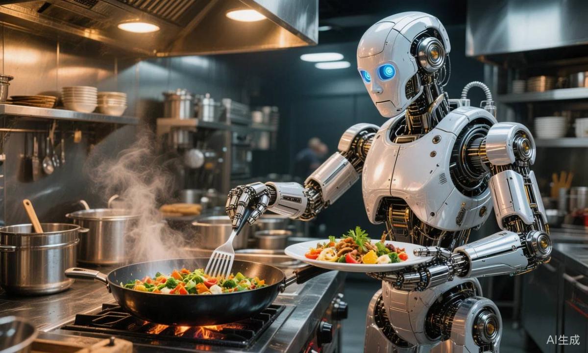 人形机器人“入职”餐厅,炒菜端盘样样行